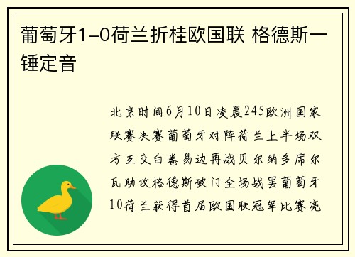 葡萄牙1-0荷兰折桂欧国联 格德斯一锤定音